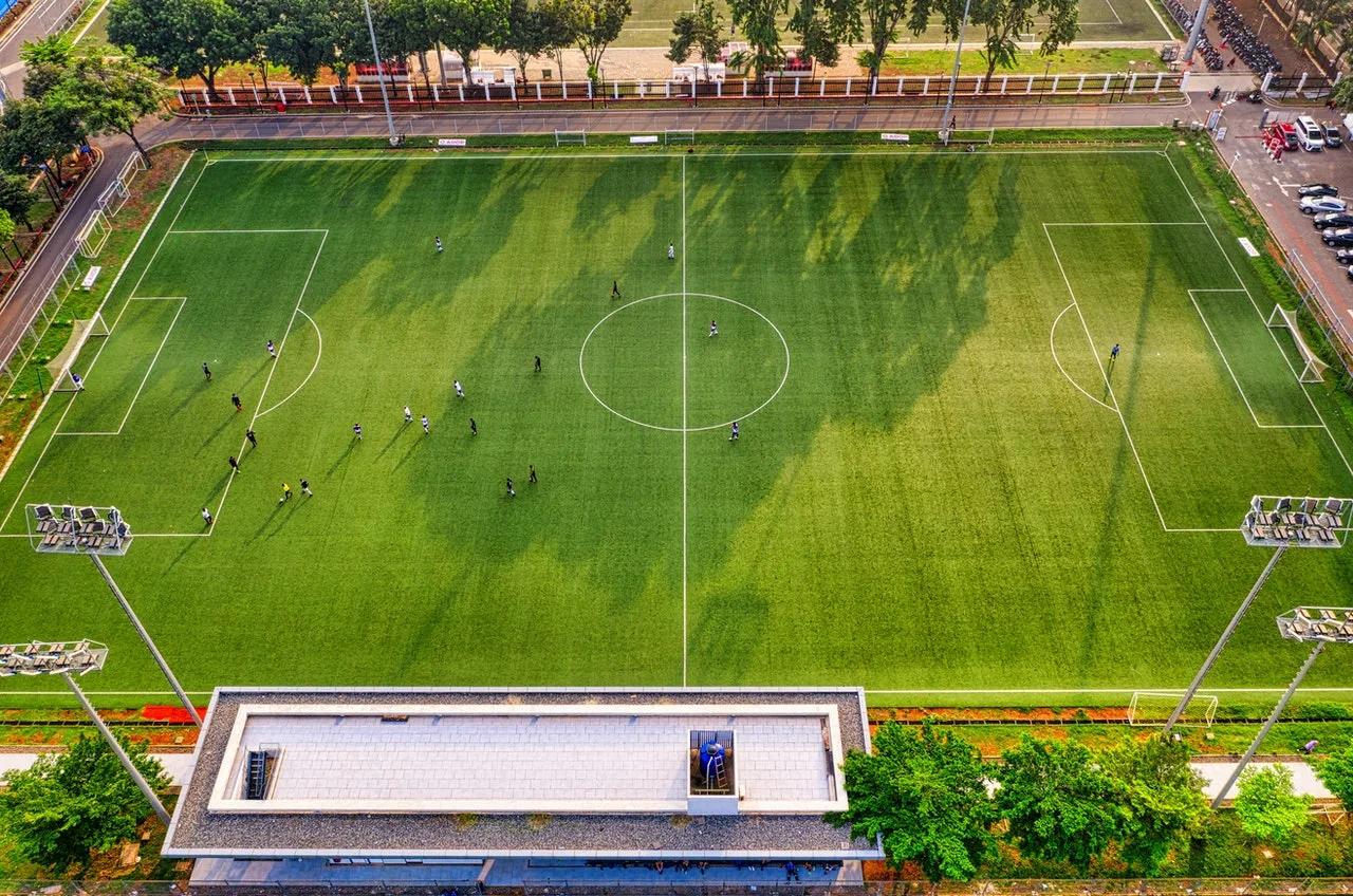Soccer field from an elevated view
